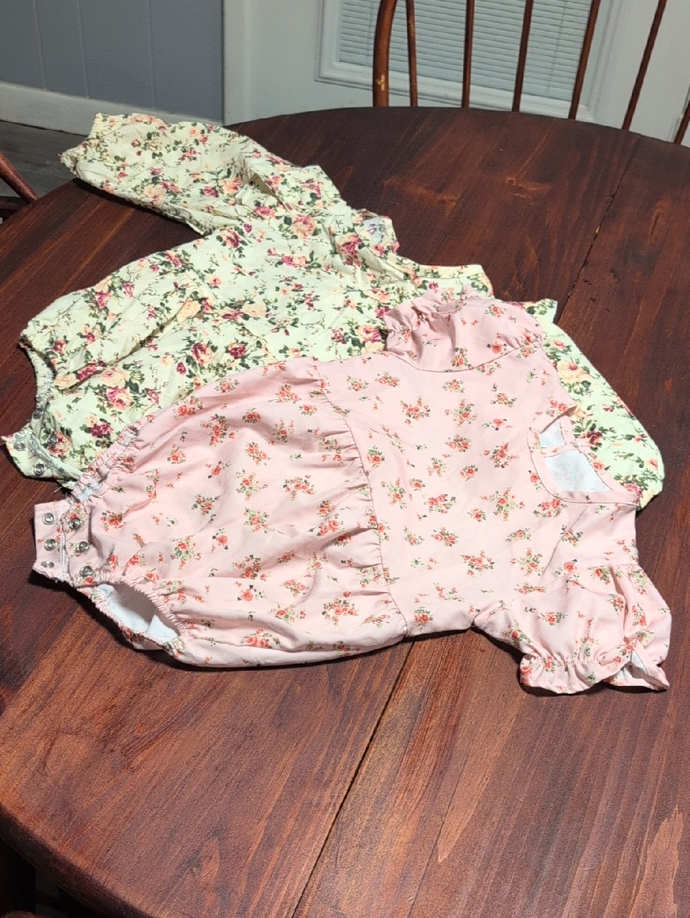 Amazon Pink and Cream Floral Kids One-Piece Rompers (Set of 2)